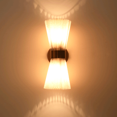 Modern Minimalist Column Fabric Copper 2-Light Wall Sconce Lamp For Living Room