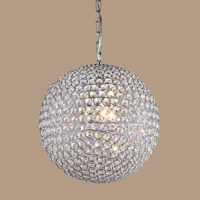 Modern Minimalist Round Iron Crystal 4-Light Chandelier For Living Room