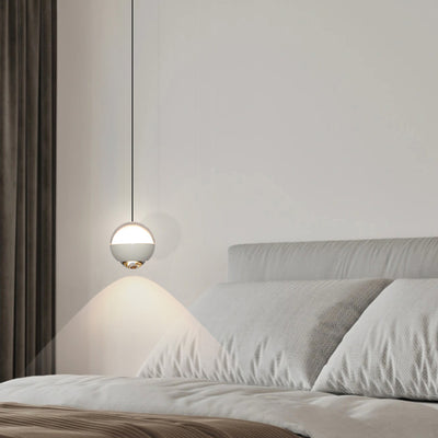 Modern Simplicity Ball Aluminium Acrylic Glass LED Pendant Light Liftable For Bedside