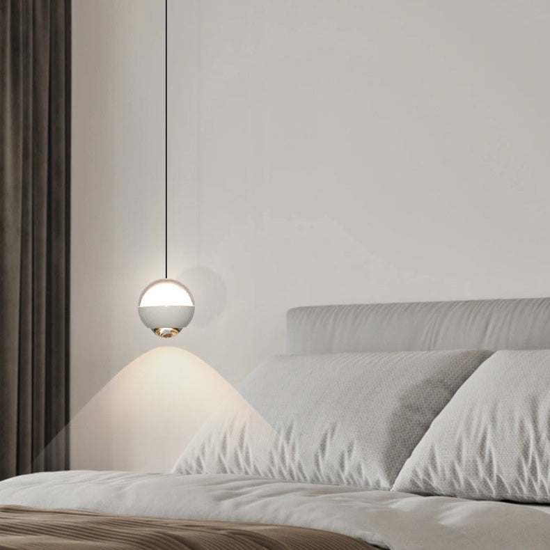 Modern Simplicity Ball Aluminium Acrylic Glass LED Pendant Light Liftable For Bedside