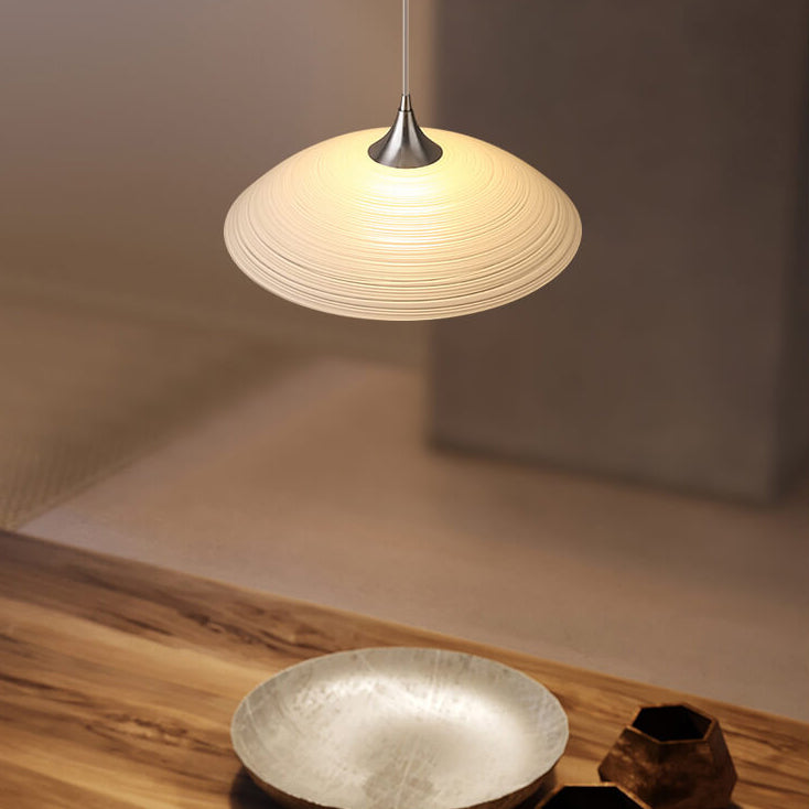 Minimalist Jade White Glass Round Flying Saucer Design 1-Light Pendant Light