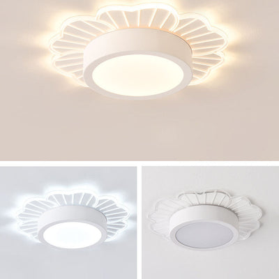 Modern Minimalist Round Petal Iron Acrylic LED Flush Mount Ceiling Light For Living Room