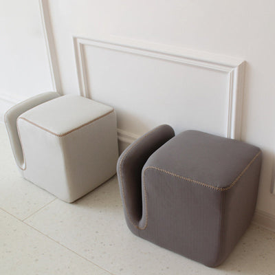 Modern Simplicity Fabric Wood Sponge Cube Vanity Stool Backless For Bedroom