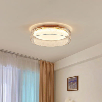 Modern Minimalist Round Metal Acrylic Glass LED Flush Mount Ceiling Light For Bedroom