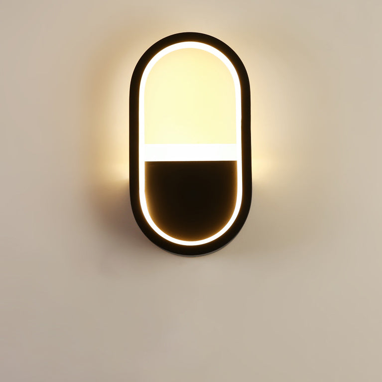 Modern Minimalist Iron Silicone Elliptical Circular Arc LED Wall Sconce Lamp For Bedroom