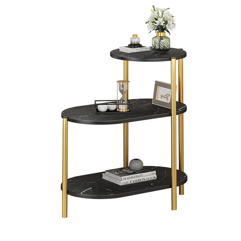 Contemporary Scandinavian Rectangular Iron Marble End Table 3-Tier For Living Room