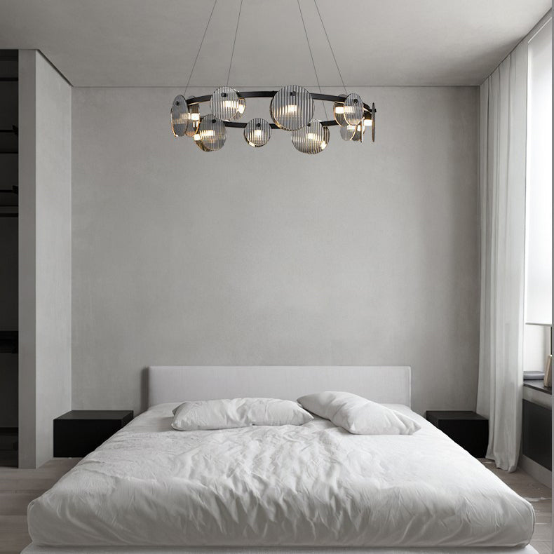 Modern Minimalist Rings Metal Glass LED Chandelier For Living Room