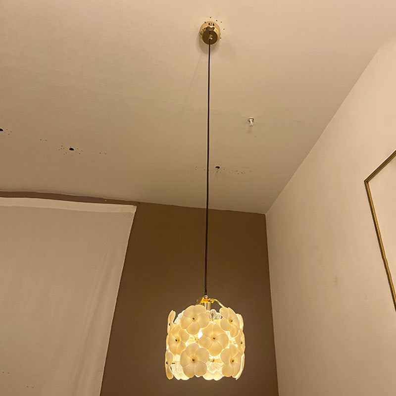 Modern Luxury Flower Copper Crystal 1-Light Pendant Light For Bedroom