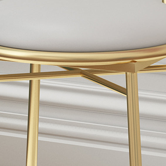 Contemporary Creative Bow Round Upholstered Velvet Metal Vanity Stool Backrest For Bedroom