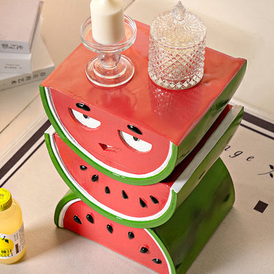 Contemporary Creative Fruit Watermelon Peach Design Resin End Table For Living Room