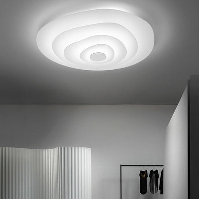 Modern Minimalist Multi-Layer Irregular Water Ripple Iron LED Flush Mount Ceiling Light For Living Room