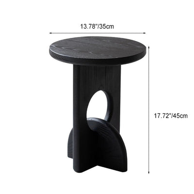 Modern Minimalist Round Cross Base Ash Wood End Table For Living Room