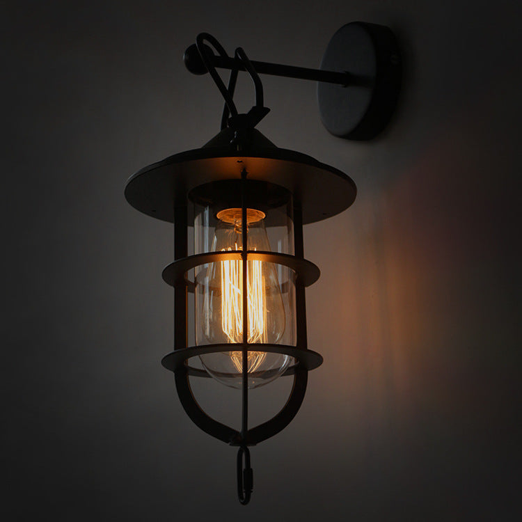 Contemporary Industrial Iron Glass Houseboat Design 1-Light Wall Sconce Lamp For Dining Room