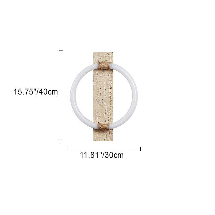 Contemporary Scandinavian Travertine Acrylic Twine Circle LED Wall Sconce Lamp For Bedroom