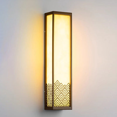 Traditional Chinese Waterproof Stainless Steel Imitation Marble Cubic LED Outdoor Wall Sconce Lamp For Garden