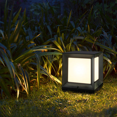 Contemporary Industrial ABS Square Acrylic 1-Light Solar Waterproof Landscape Light For Outdoor Patio