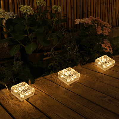 Contemporary Creative Solar Waterproof Square Patterned Floor Tile Acrylic LED Outdoor Light For Garden