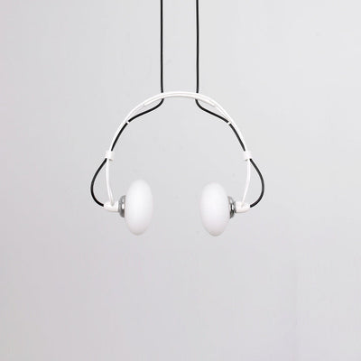 Contemporary Creative Headphone Iron Glass Shade 2-Light Chandelier For Living Room