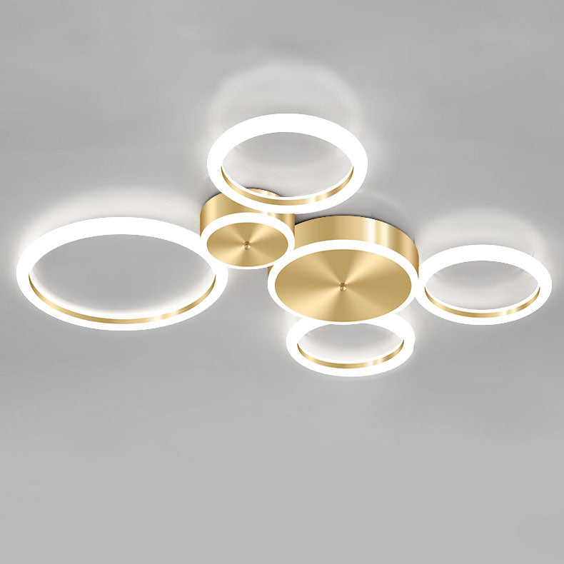 Modern Luxury Golden Circle Acrylic LED Flush Mount Ceiling Light For Living Room