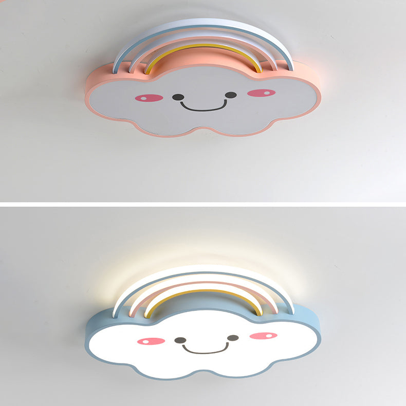 Contemporary Creative Rainbow Cloud Acrylic Shade LED Flush Mount Ceiling Light For Bedroom