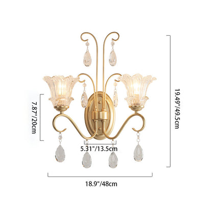 Traditional French Crystal Branch 2-Light Wall Sconce Lamp For Living Room