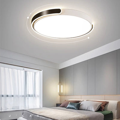 Modern Minimalist Round Aluminum Acrylic LED Flush Mount Ceiling Light For Bedroom