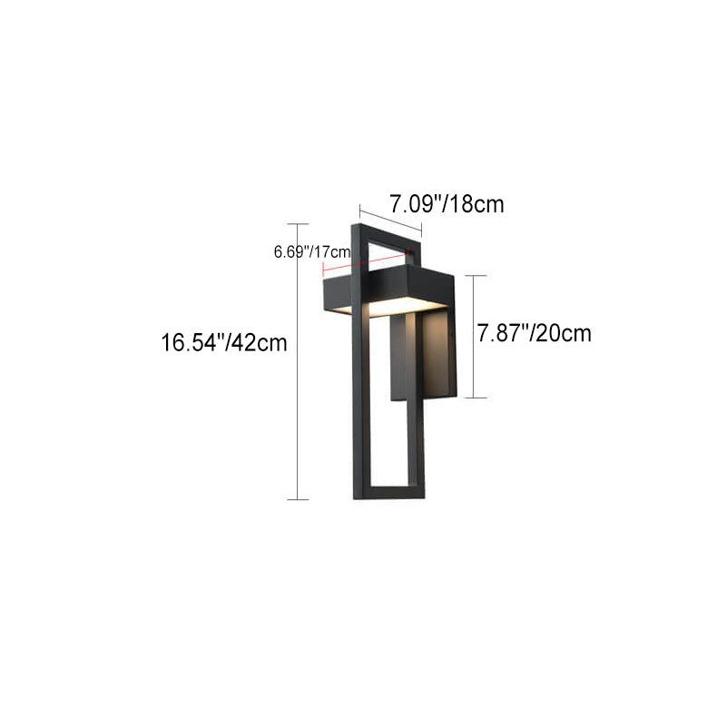 Modern Minimalist Geometric Frame Stainless Steel LED Waterproof Wall Sconce Lamp For Outdoor Patio