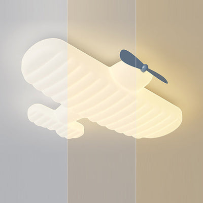 Contemporary Creative Kids Airplane Iron PE LED Flush Mount Ceiling Light For Bedroom