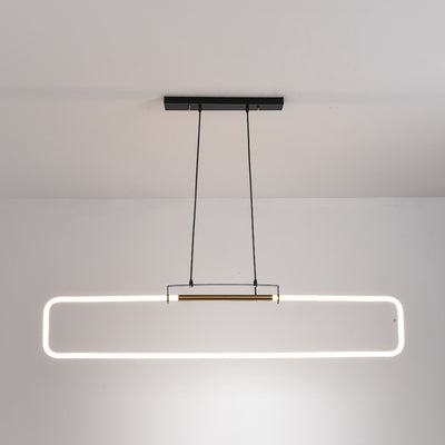 Modern Minimalist Iron Acrylic Rectangular Strip LED Island Light Chandeliers For Dining Room