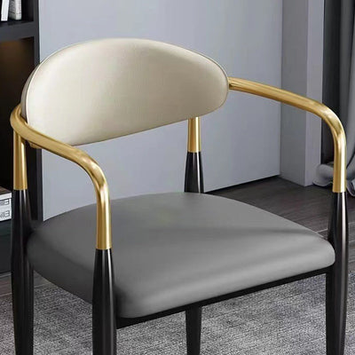 Modern Luxury Square Cushion Leather Metal Sponge Dining Chair Backrest Armrest For Dining Room