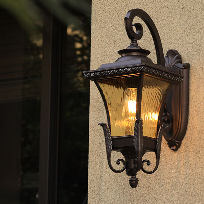 Traditional European Aluminum Water-ripple Acrylic Shade 1-Light Waterproof Wall Sconce Lamp For Outdoor Patio