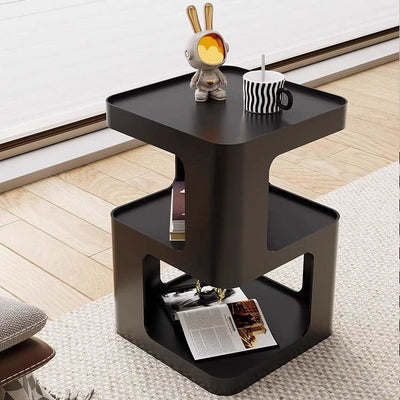 Contemporary Nordic Square Rectangular Iron End Table 3-Tier For Living Room