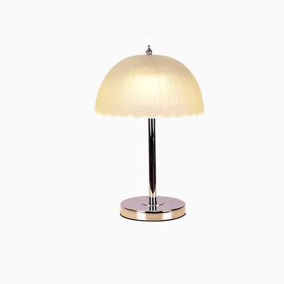 Contemporary Nordic Petal Dome Frosted Glass 1-Light Table Lamp For Bedroom