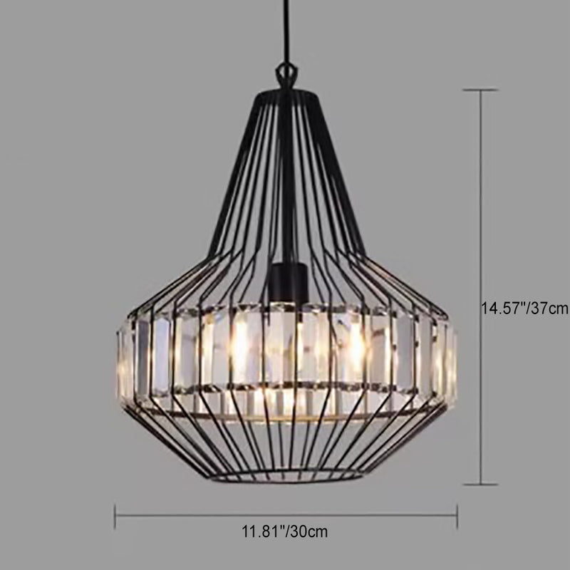 Vintage schmiedeeiserne Geometrie Birdcage 1-Licht Pendelleuchte 