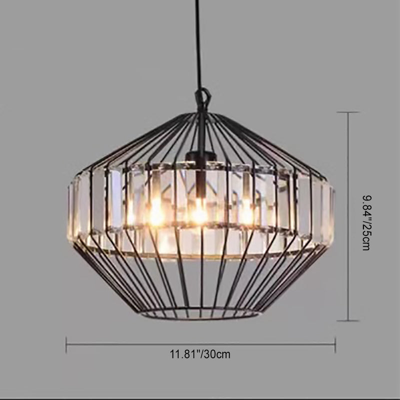 Vintage Wrought Iron Geometry Birdcage 1-Light Pendant Light