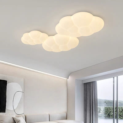 Contemporary Scandinavian Iron PE Cloud Shade LED Flush Mount Ceiling Light For Bedroom