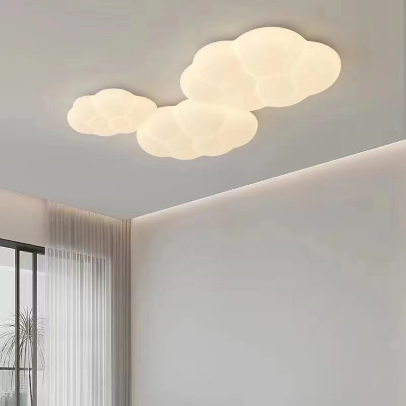 Contemporary Scandinavian Iron PE Cloud Shade LED Flush Mount Ceiling Light For Bedroom