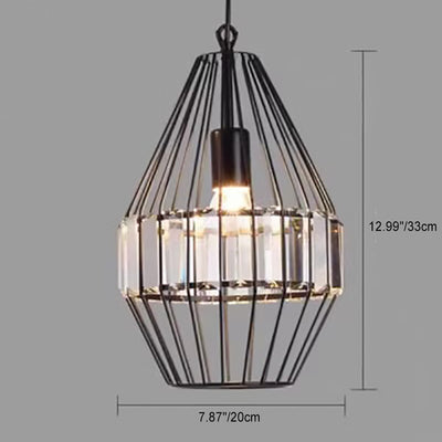 Vintage schmiedeeiserne Geometrie Birdcage 1-Licht Pendelleuchte 