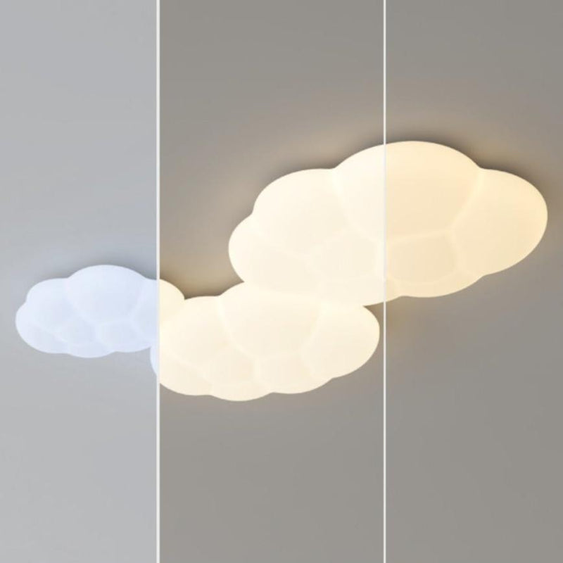 Contemporary Scandinavian Iron PE Cloud Shade LED Flush Mount Ceiling Light For Bedroom