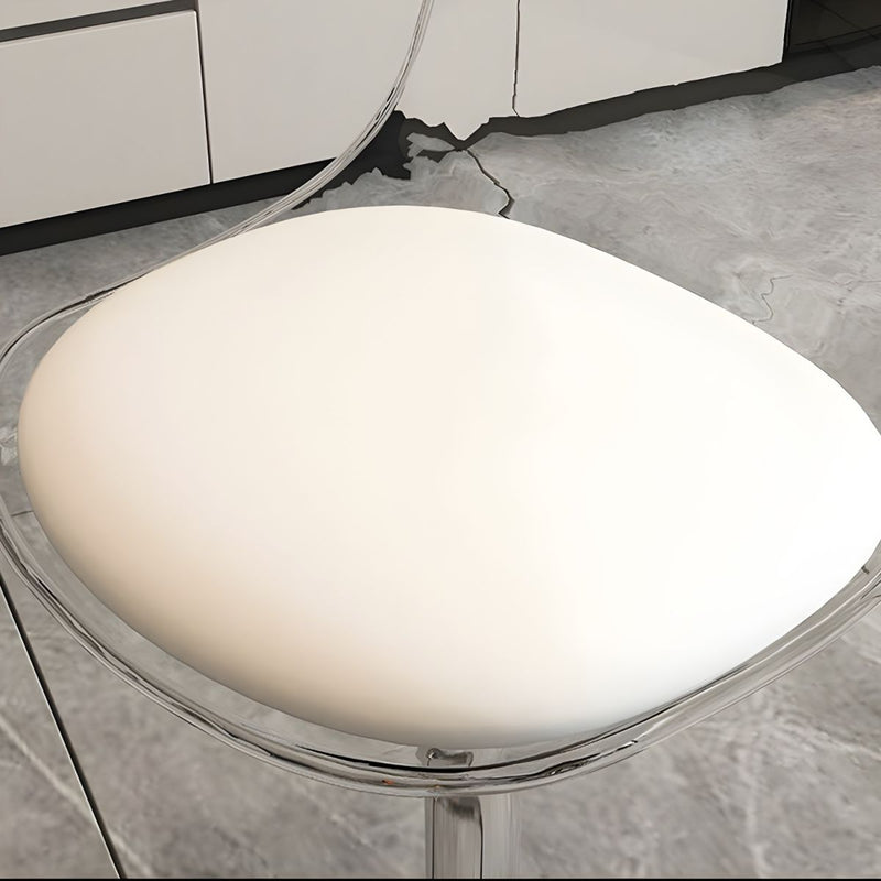 Contemporary Scandinavian Curved Acrylic Metal Base Adjustable Swivel Bar Stool Backrest Footrest For Kitchen