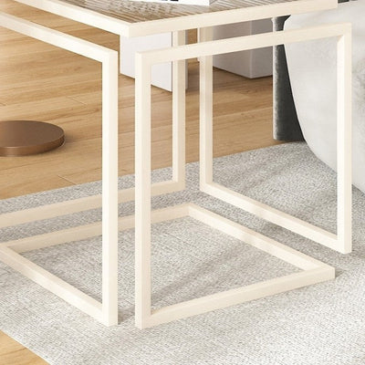 Contemporary Simplicity Square Glass Iron Side Table For Living Room