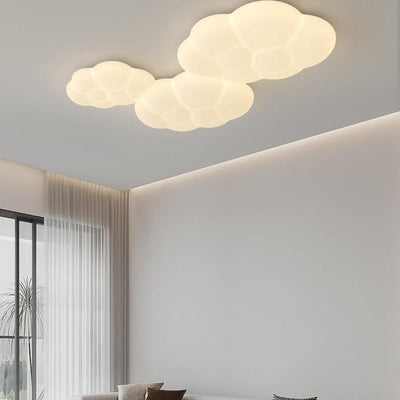 Contemporary Scandinavian Iron PE Cloud Shade LED Flush Mount Ceiling Light For Bedroom