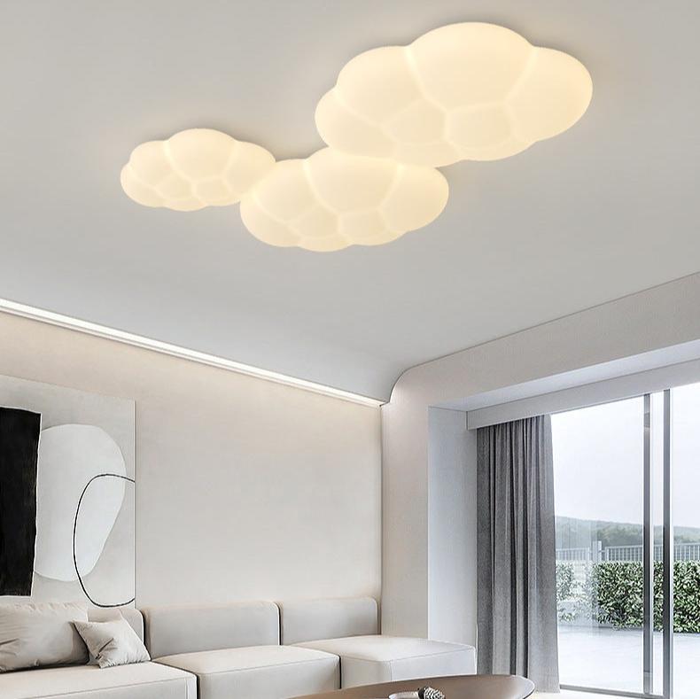 Contemporary Scandinavian Iron PE Cloud Shade LED Flush Mount Ceiling Light For Bedroom