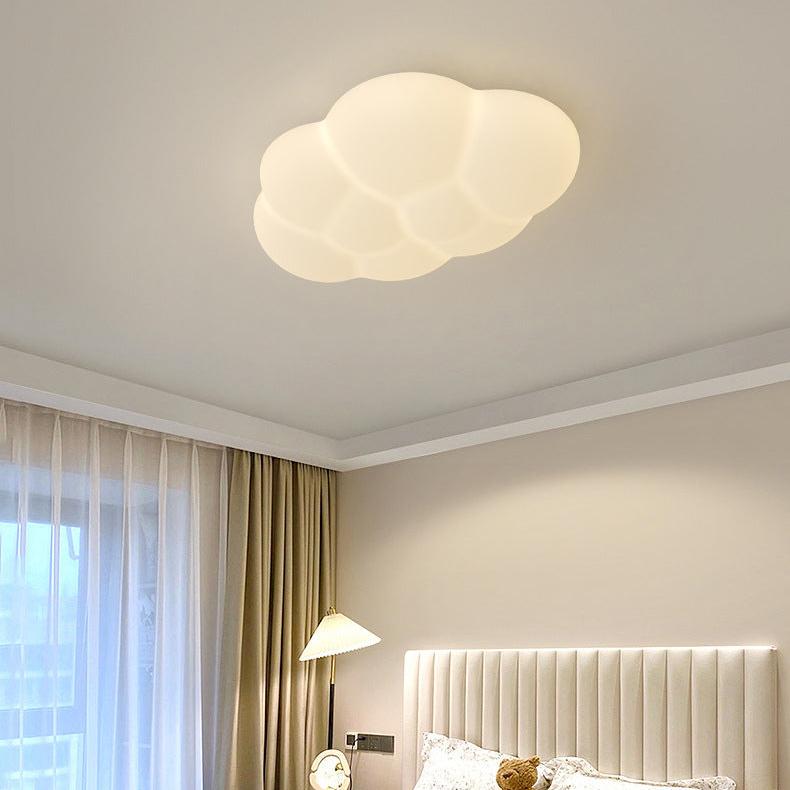 Contemporary Scandinavian Iron PE Cloud Shade LED Flush Mount Ceiling Light For Bedroom