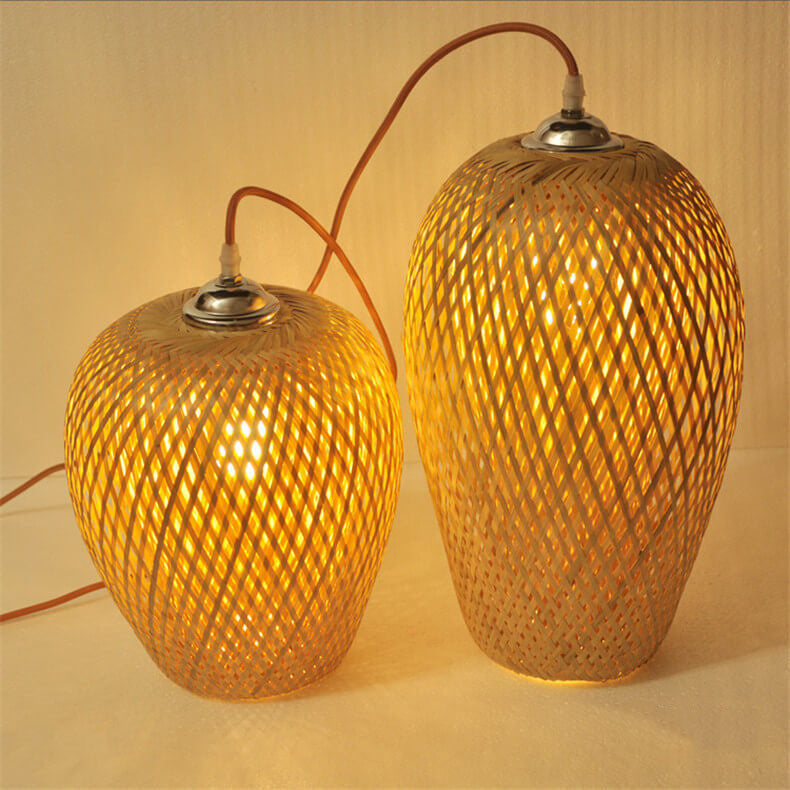 Rustic Style Bamboo Weaving 1-Light Pendant Light