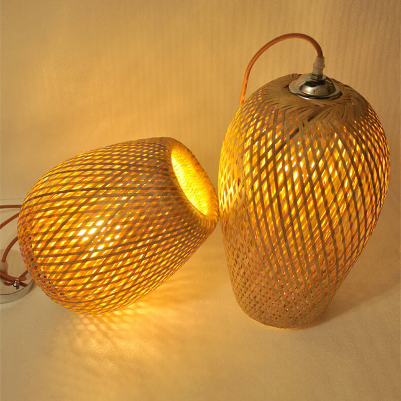 Rustic Style Bamboo Weaving 1-Light Pendant Light