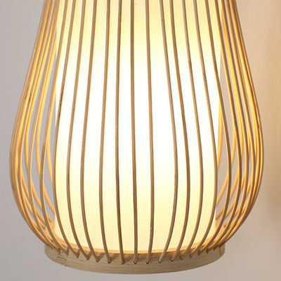 Traditional Chinese Weaving Bamboo Cage Shape 1-Light Wall Sconce Lamp For Living Room