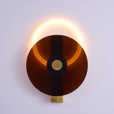 Contemporary Creative Iron Acrylic Round Disc LED Wall Sconce Lamp For Living Room