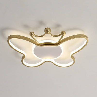 Contemporary Nordic Kids Iron Aluminum Silica Acrylic Butterfly LED Flush Mount Ceiling Light For Bedroom