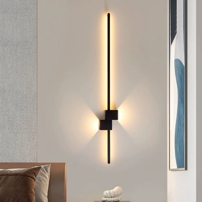 Modern Minimalist Strip Rectangle Iron Aluminum LED Wall Sconce Lamp For Living Room